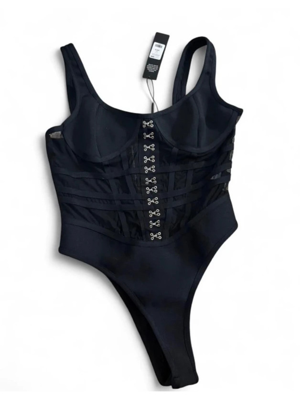 Black corset styled lingerie bodysuit